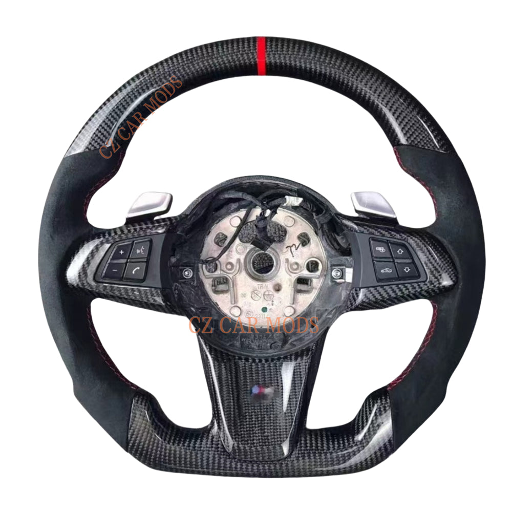 Custom Red Strip Real Carbon Fiber Steering Wheel For BMW Z4 E86 2009 2010 2011 2012 2013 2014 2015 2016 Auto Accessory Original Steering Wheel Remanufactured