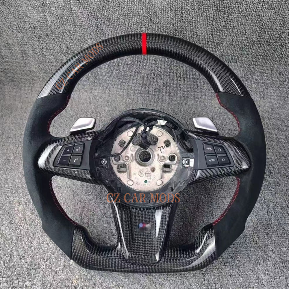 Custom Red Strip Real Carbon Fiber Steering Wheel For BMW Z4 E86 2009 2010 2011 2012 2013 2014 2015 2016 Auto Accessory Original Steering Wheel Remanufactured