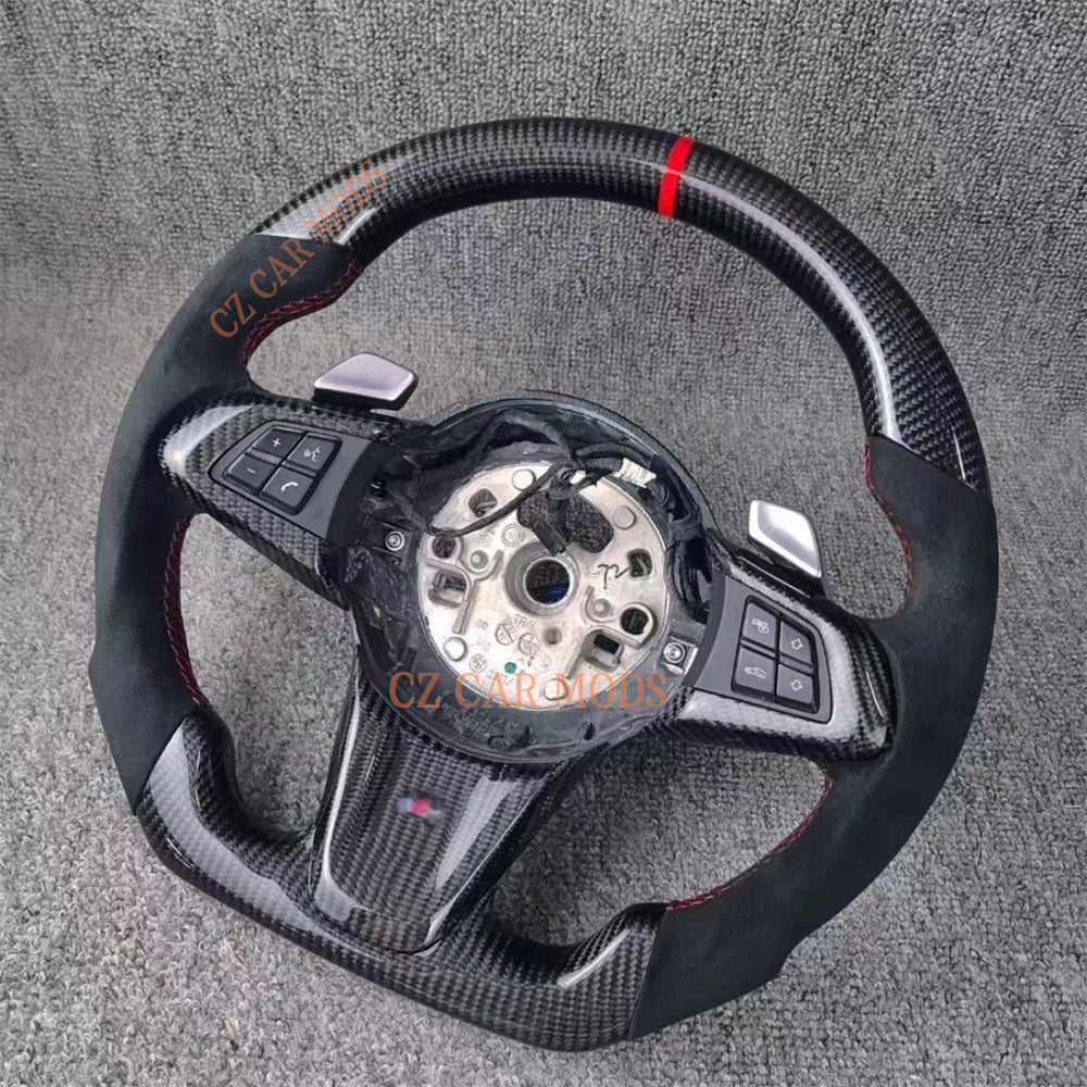 Custom Red Strip Real Carbon Fiber Steering Wheel For BMW Z4 E86 2009 2010 2011 2012 2013 2014 2015 2016 Auto Accessory Original Steering Wheel Remanufactured