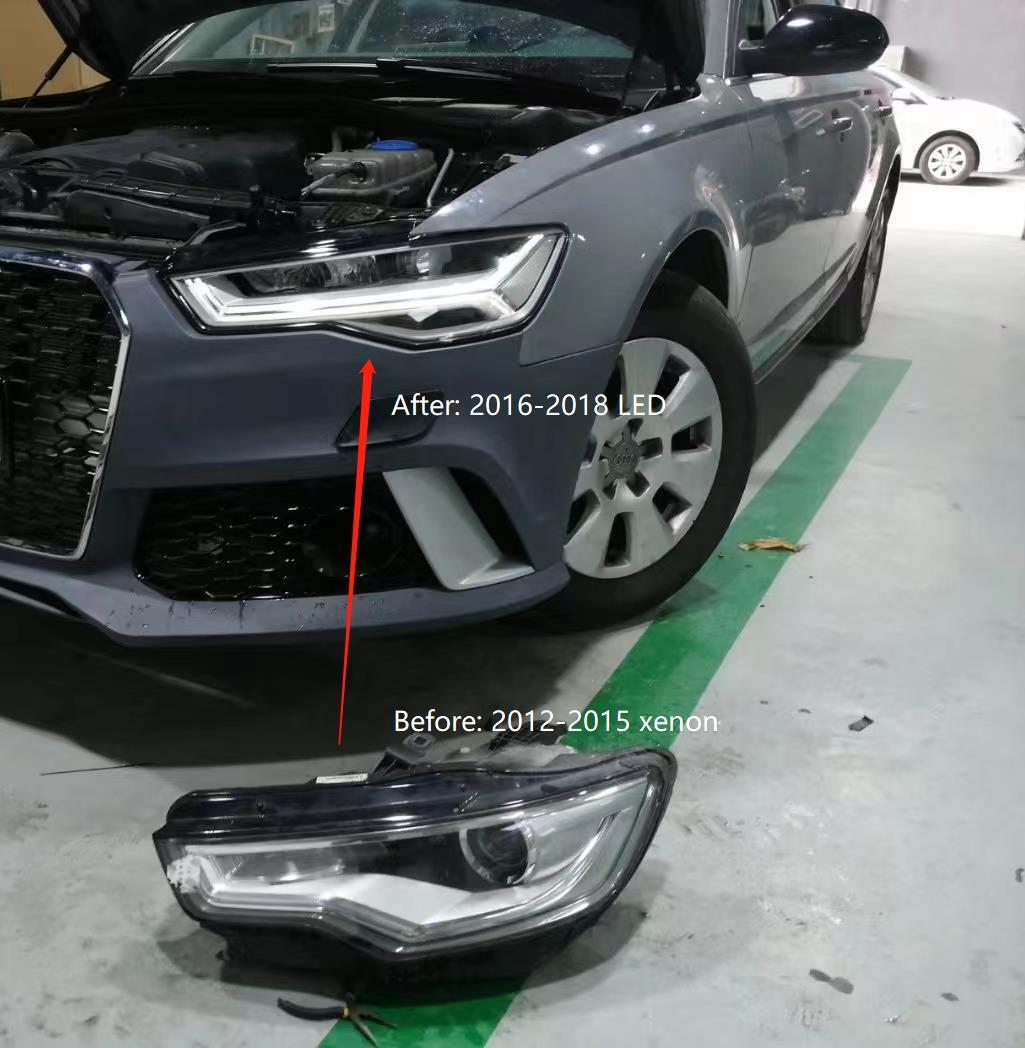 pair LED Headlight Assembly for 2012-2018 AUDI A6 Xenon to 2016-2018 LED Car MODS Car Headlight Replacement