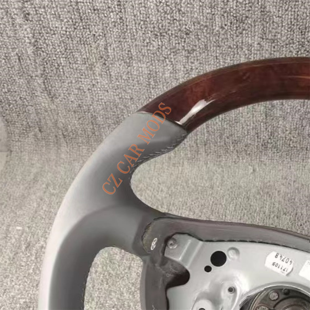 Customized Peach Wood Grey Smooth Leather Steering Wheel Auto Accessory Fit For BENZ 2002 2003 E Remanufactured Steering Wheel