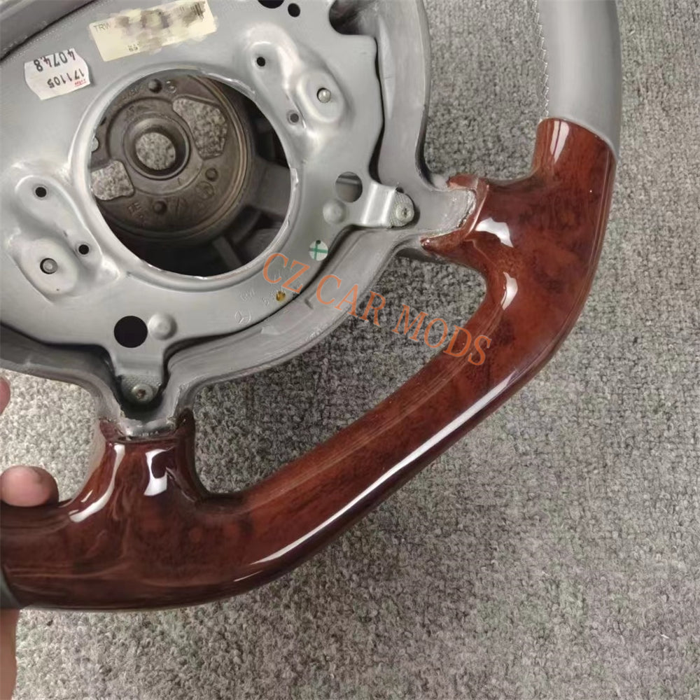 Customized Peach Wood Grey Smooth Leather Steering Wheel Auto Accessory Fit For BENZ 2002 2003 E Remanufactured Steering Wheel