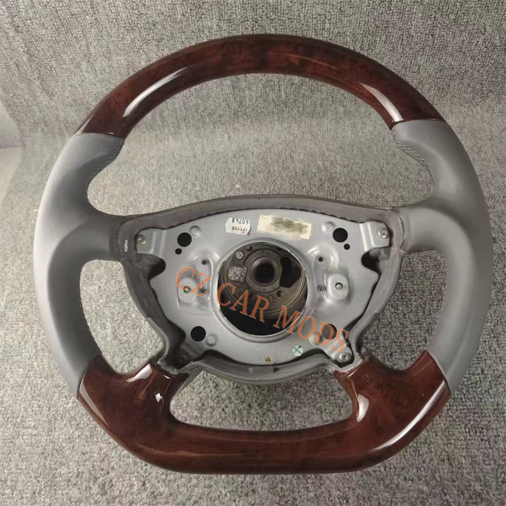 Customized Peach Wood Grey Smooth Leather Steering Wheel Auto Accessory Fit For BENZ 2002 2003 E Remanufactured Steering Wheel