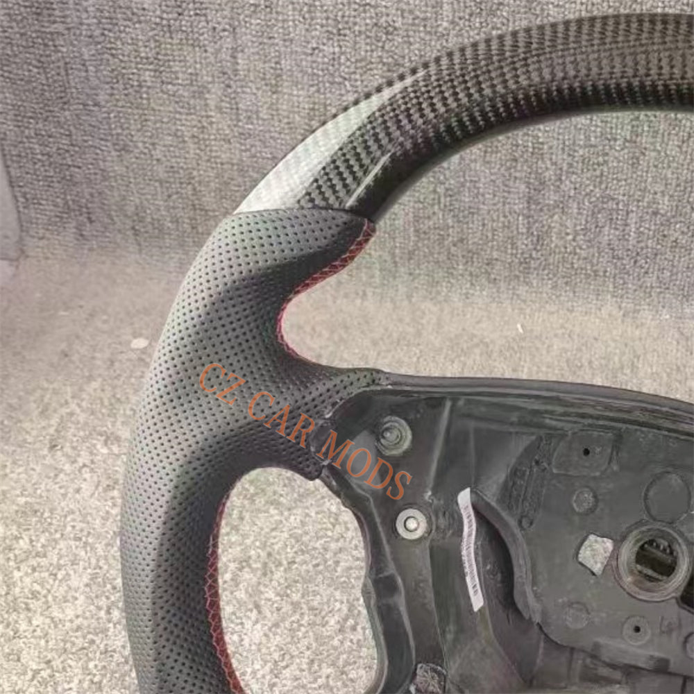 Custom Perforated Leather Real Carbon Fiber Steering Wheel Auto Accessory Tricolor Center Strip Fit For BENZ E 2004 2005 2006 2007 2008 Remanufactured