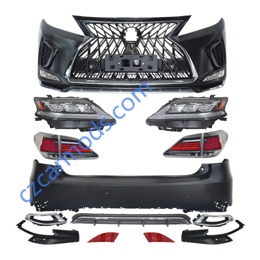 Car Body Kits for Lexus RX RX270 RX350 RX450h 2010-2015 upgrade to 2022 Style Front Rear Bumper Triple LED Headlight Tail Lights