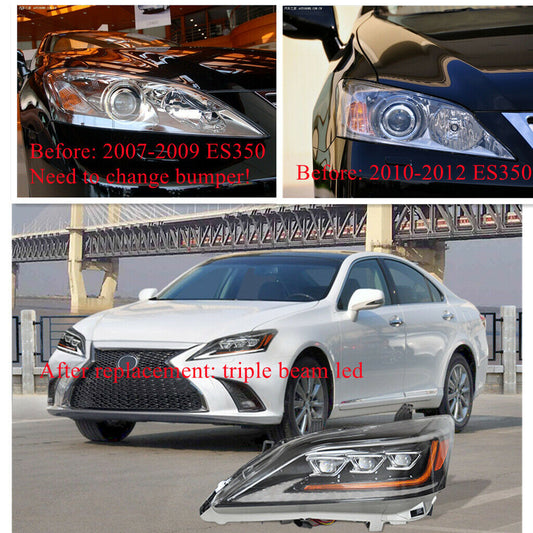 Triple Beam LED headlights and Bumper Kits for 2007 2008 2009 LEXUS ES ES350 Car Headlight Replacement/Modification