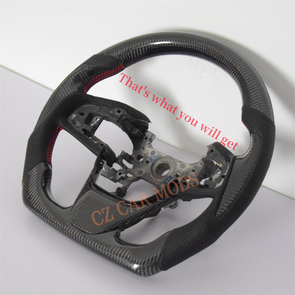 Customized Black Perforated Leather Carbon Fiber Steering Wheel Auto Accessory Remanufactured For Honda Civic 10th GEN 2016 2017 2018 2019 2020 2021