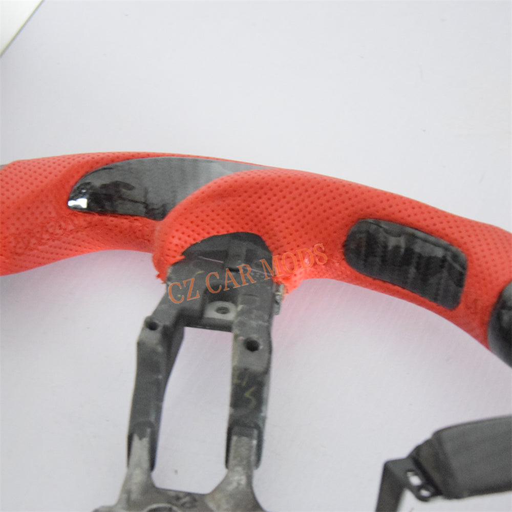 Customized Red Perforated Leather Carbon Fiber Steering Wheel Auto Accessory For Honda Civic 11th GEN 2022 2023 2024 Remanufactured