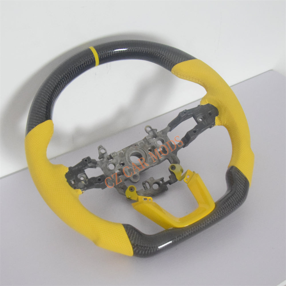 Customized Yellow Leather Real Carbon Fiber Steering Wheel Auto Accessory Fit For Honda Civic 11th GEN 2022 2023 2024 Remanufactured