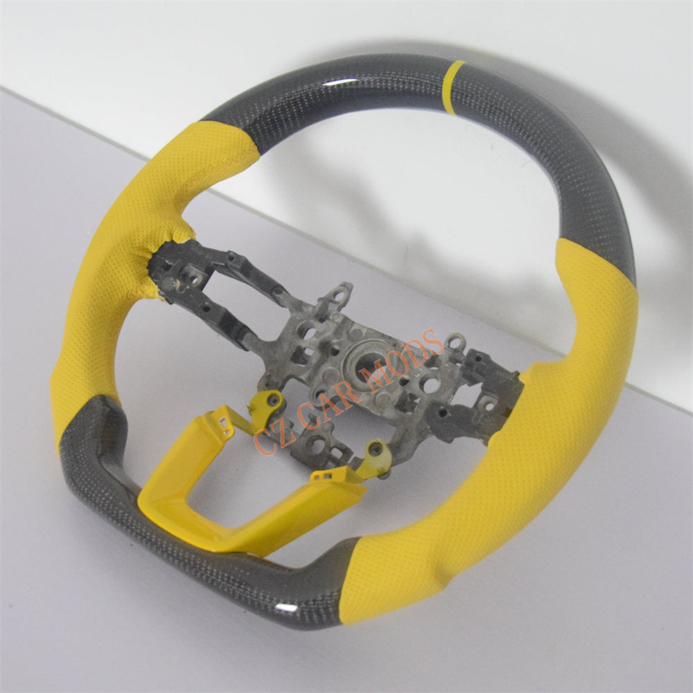 Customized Yellow Leather Real Carbon Fiber Steering Wheel Auto Accessory Fit For Honda Civic 11th GEN 2022 2023 2024 Remanufactured