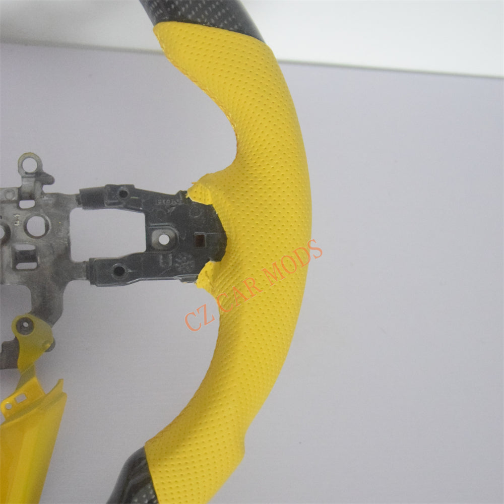Customized Yellow Leather Real Carbon Fiber Steering Wheel Auto Accessory Fit For Honda Civic 11th GEN 2022 2023 2024 Remanufactured