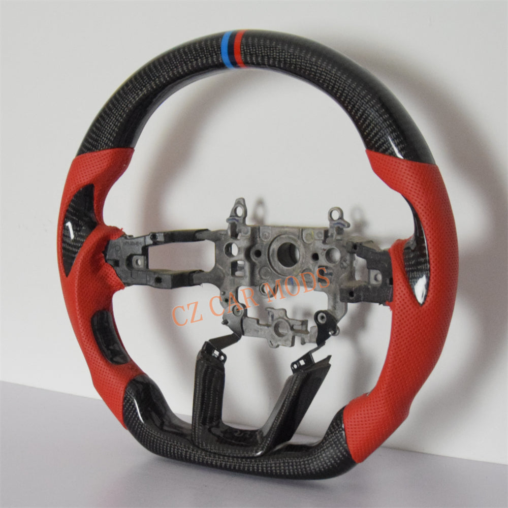 Customized Red Perforated Leather Carbon Fiber Steering Wheel Auto Accessory For Honda Civic 11th GEN 2022 2023 2024 Remanufactured
