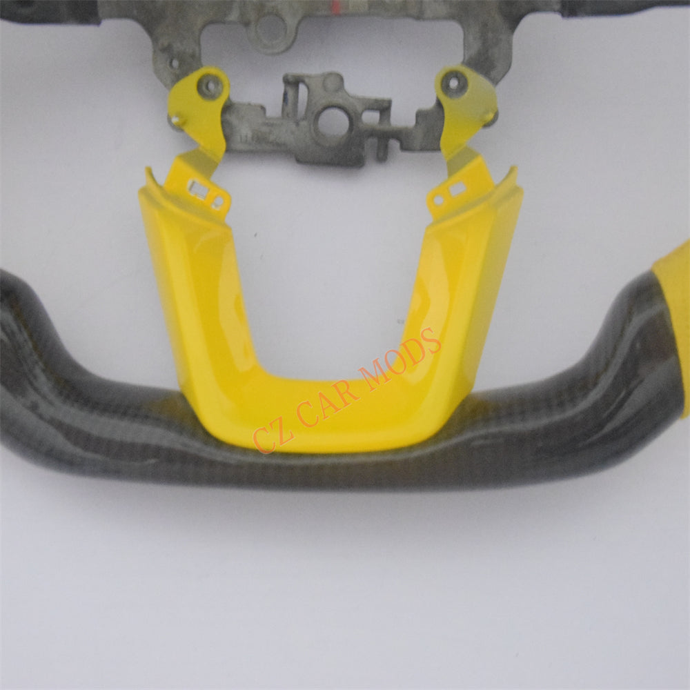 Customized Yellow Leather Real Carbon Fiber Steering Wheel Auto Accessory Fit For Honda Civic 11th GEN 2022 2023 2024 Remanufactured