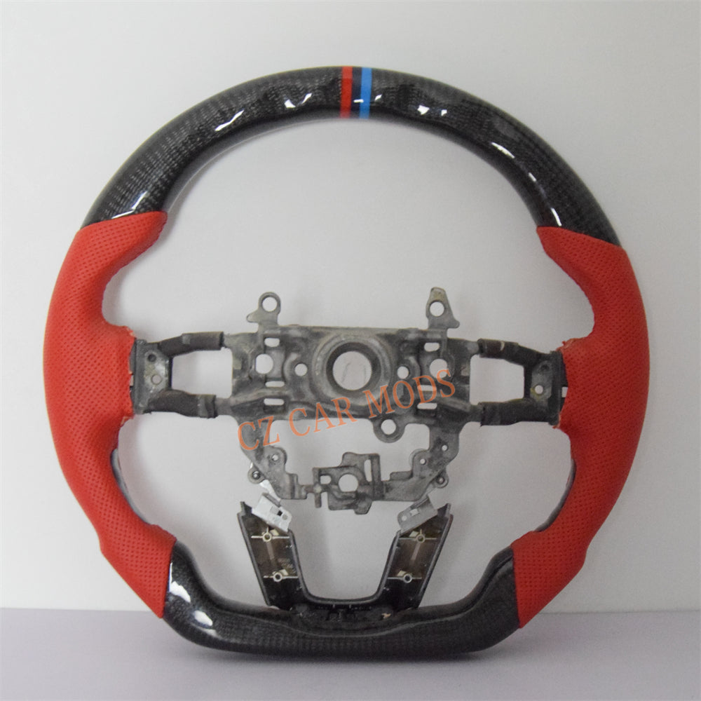 Customized Red Perforated Leather Carbon Fiber Steering Wheel Auto Accessory For Honda Civic 11th GEN 2022 2023 2024 Remanufactured