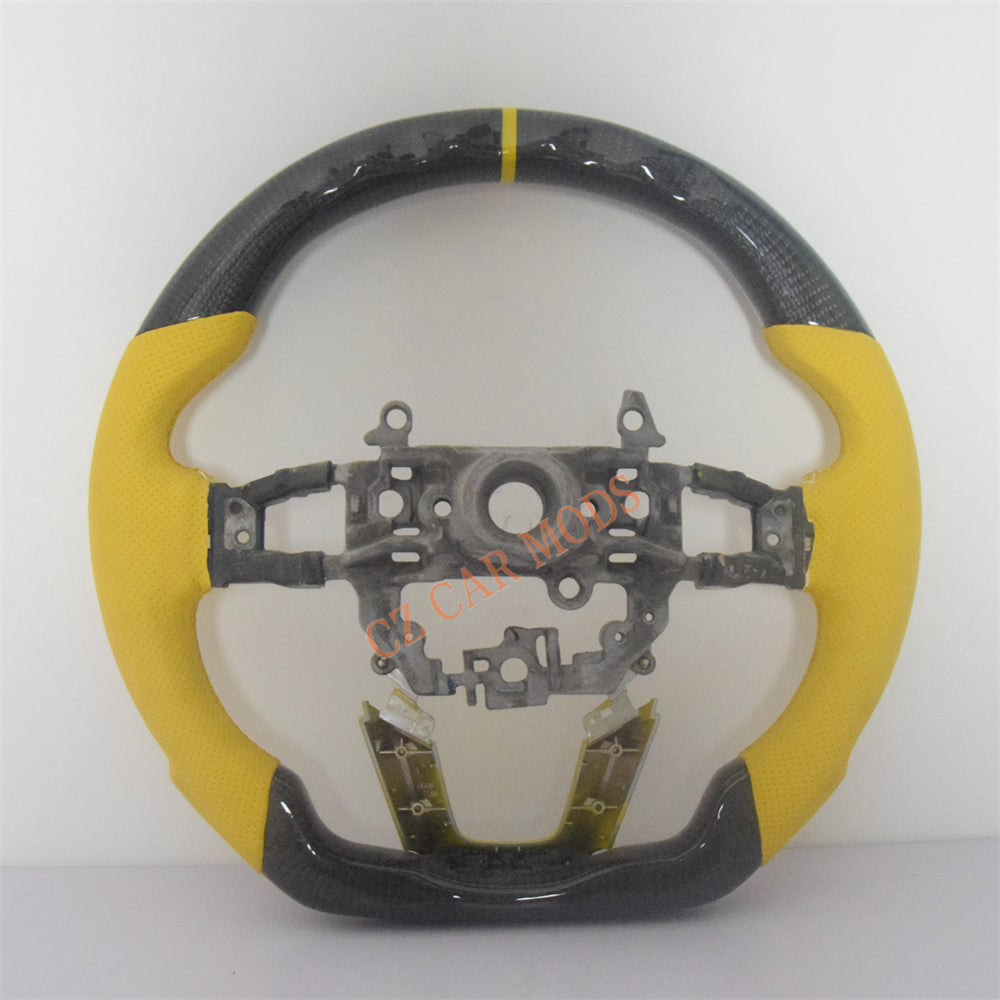 Customized Yellow Leather Real Carbon Fiber Steering Wheel Auto Accessory Fit For Honda Civic 11th GEN 2022 2023 2024 Remanufactured
