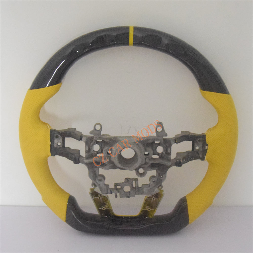 Customized Yellow Leather Real Carbon Fiber Steering Wheel Auto Accessory Fit For Honda Civic 11th GEN 2022 2023 2024 Remanufactured