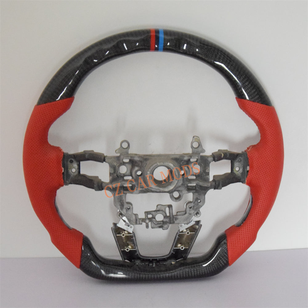 Customized Red Perforated Leather Carbon Fiber Steering Wheel Auto Accessory For Honda Civic 11th GEN 2022 2023 2024 Remanufactured