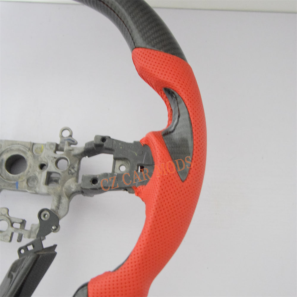 Customized Red Perforated Leather Carbon Fiber Steering Wheel Auto Accessory For Honda Civic 11th GEN 2022 2023 2024 Remanufactured