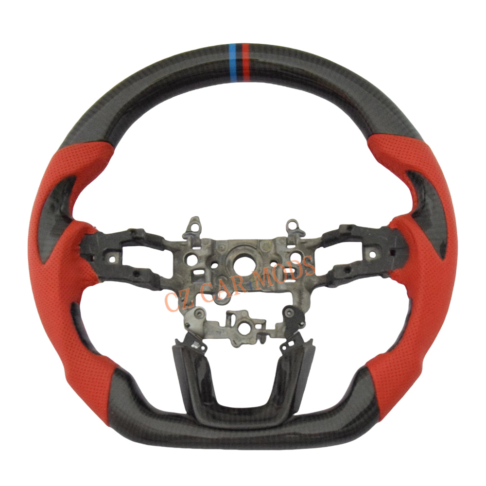 Customized Red Perforated Leather Carbon Fiber Steering Wheel Auto Accessory For Honda Civic 11th GEN 2022 2023 2024 Remanufactured