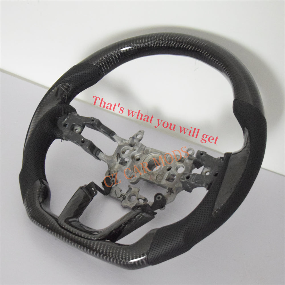 Customized Black Alcantara Real Carbon Fiber Steering Wheel Auto Accessory For Honda Civic 11th GEN 2022 2023 2024 Remanufactured