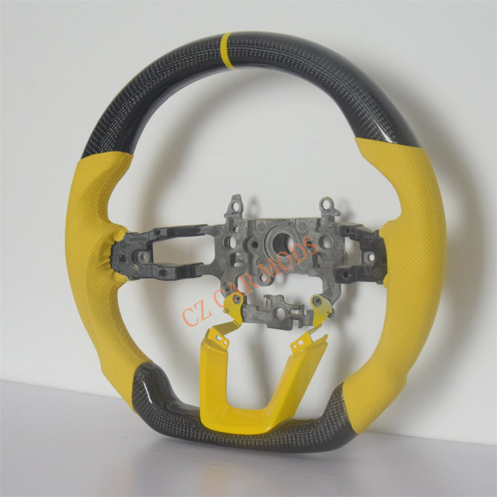 Customized Yellow Leather Real Carbon Fiber Steering Wheel Auto Accessory Fit For Honda Civic 11th GEN 2022 2023 2024 Remanufactured