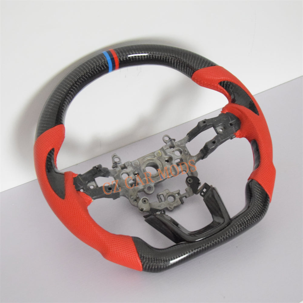 Customized Red Perforated Leather Carbon Fiber Steering Wheel Auto Accessory For Honda Civic 11th GEN 2022 2023 2024 Remanufactured