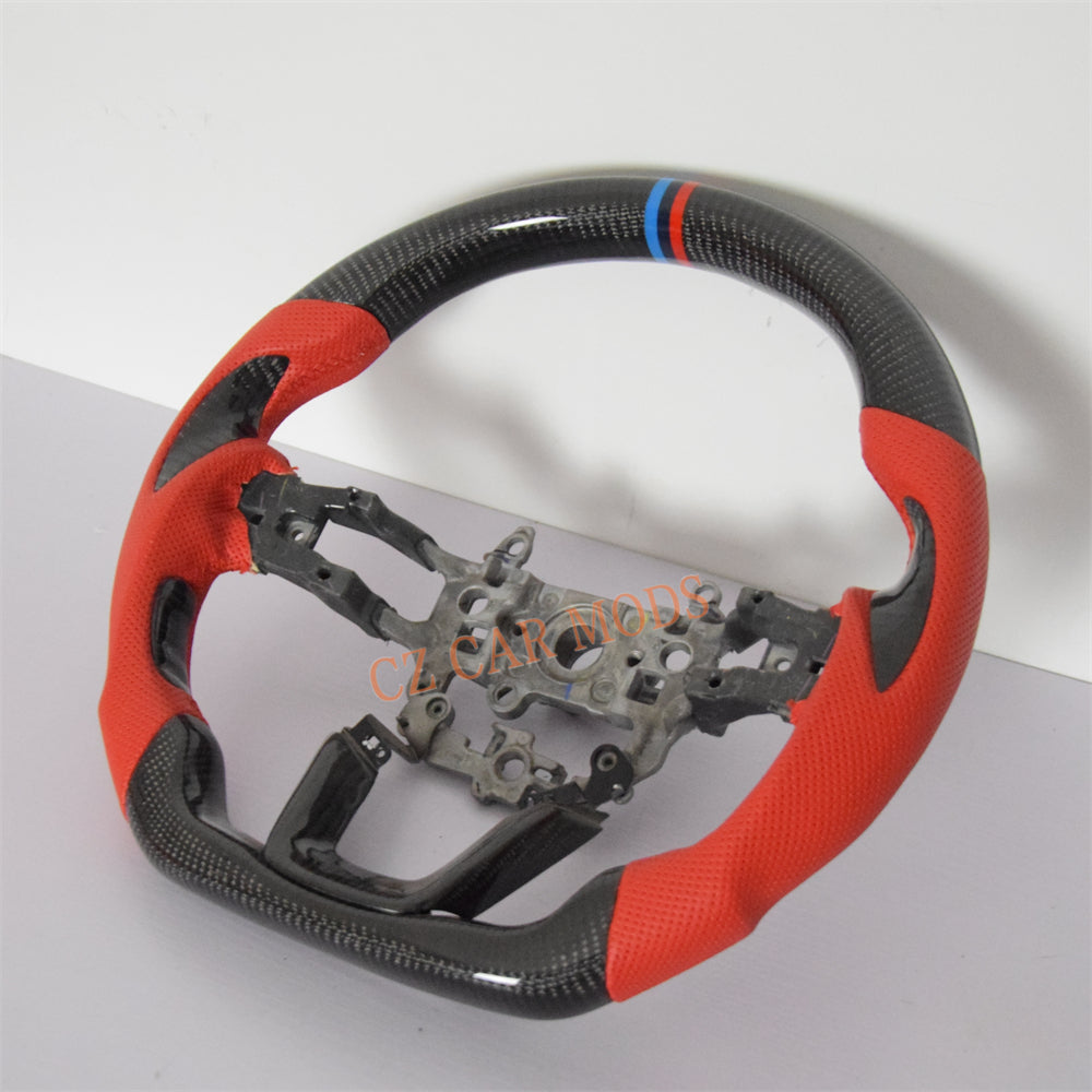 Customized Red Perforated Leather Carbon Fiber Steering Wheel Auto Accessory For Honda Civic 11th GEN 2022 2023 2024 Remanufactured