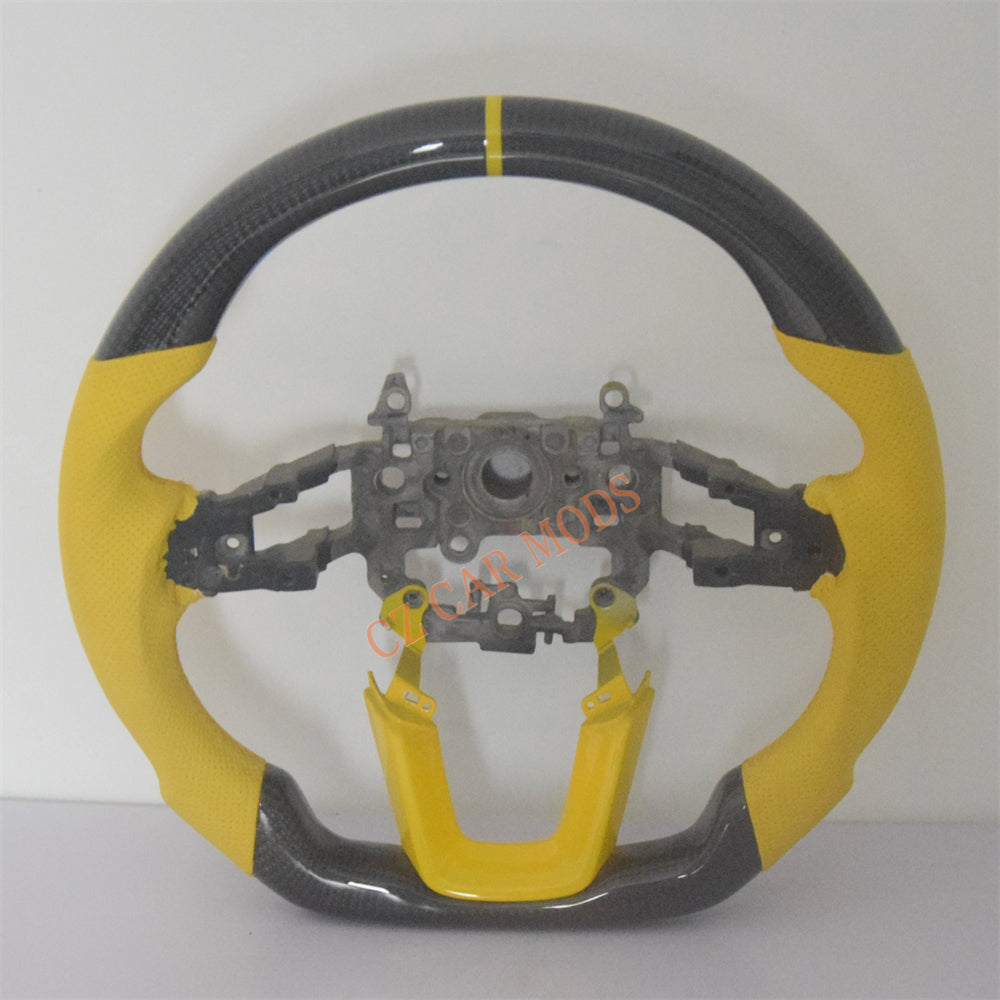 Customized Yellow Leather Real Carbon Fiber Steering Wheel Auto Accessory Fit For Honda Civic 11th GEN 2022 2023 2024 Remanufactured