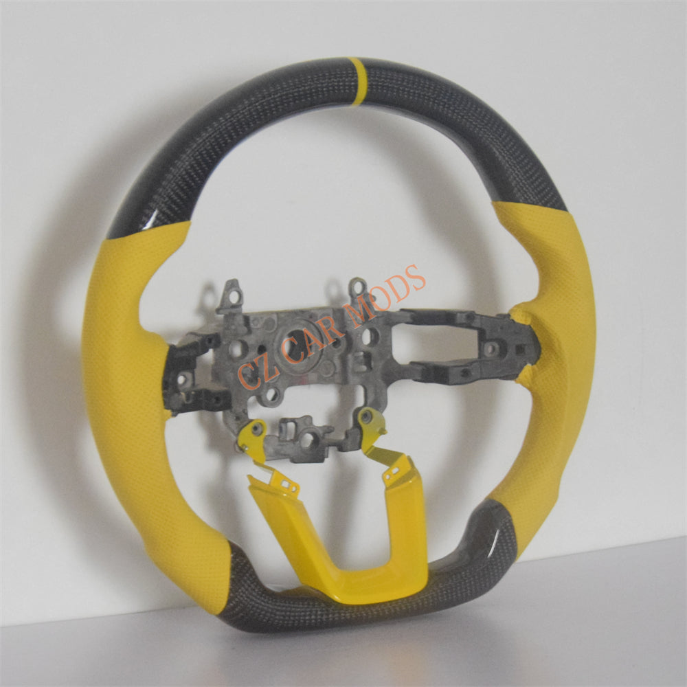 Customized Yellow Leather Real Carbon Fiber Steering Wheel Auto Accessory Fit For Honda Civic 11th GEN 2022 2023 2024 Remanufactured