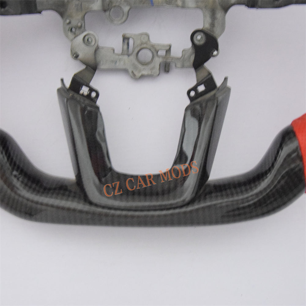 Customized Red Perforated Leather Carbon Fiber Steering Wheel Auto Accessory For Honda Civic 11th GEN 2022 2023 2024 Remanufactured