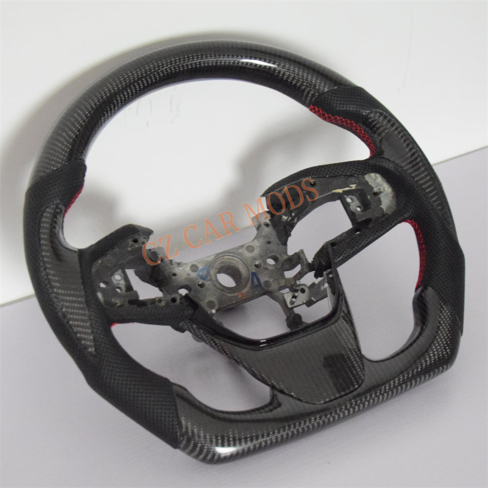 Customized Black Perforated Leather Carbon Fiber Steering Wheel Auto Accessory Remanufactured For Honda Civic 10th GEN 2016 2017 2018 2019 2020 2021