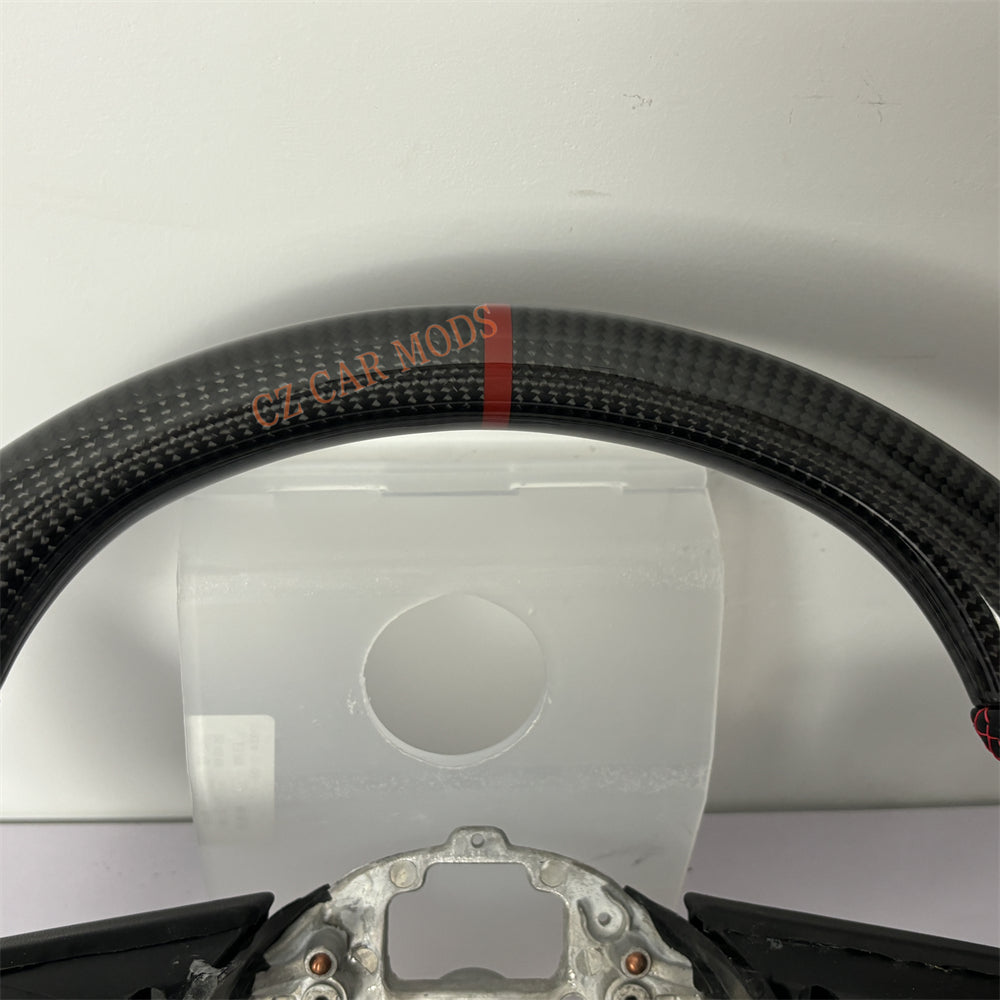 Customized Brand New Carbon Fiber Steering Wheel Auto Accessory With Red Center Strip For Ford Mustang 2010 2011 2012 2013 2014