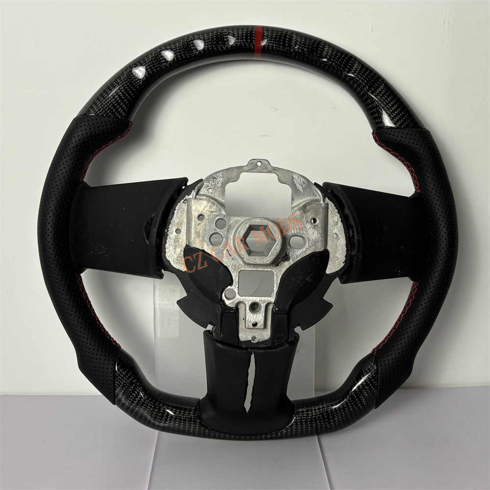 Customized Brand New Carbon Fiber Steering Wheel Auto Accessory With Red Center Strip For Ford Mustang 2010 2011 2012 2013 2014