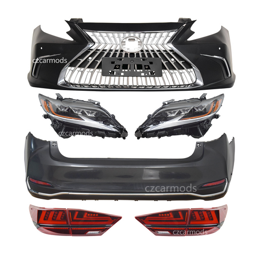 Car Body Kits for LEXUS ES ES300h ES350 2013-2018 Upgrade 2023 Look Front Bumper Grille Triple LED Headlights Rear Bumper Tail Lights