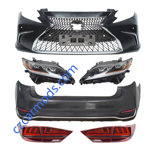 Car Body Kits for LEXUS ES ES300h ES350 2013-2018 Upgrade 2021 LS LOOK Front Bumper Grille Triple LED Headlights Rear Bumper Tail Lights