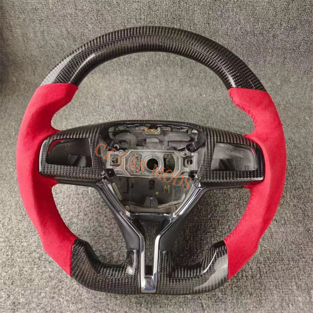 Custom Red Alcantara Carbon Fiber Original Steering Wheel Re-manufactured Auto Accessory For Maserati Ghibli Quattroporte Levante 2014 2015 2016 2017 2018 2019 2020 2021 2022 2023