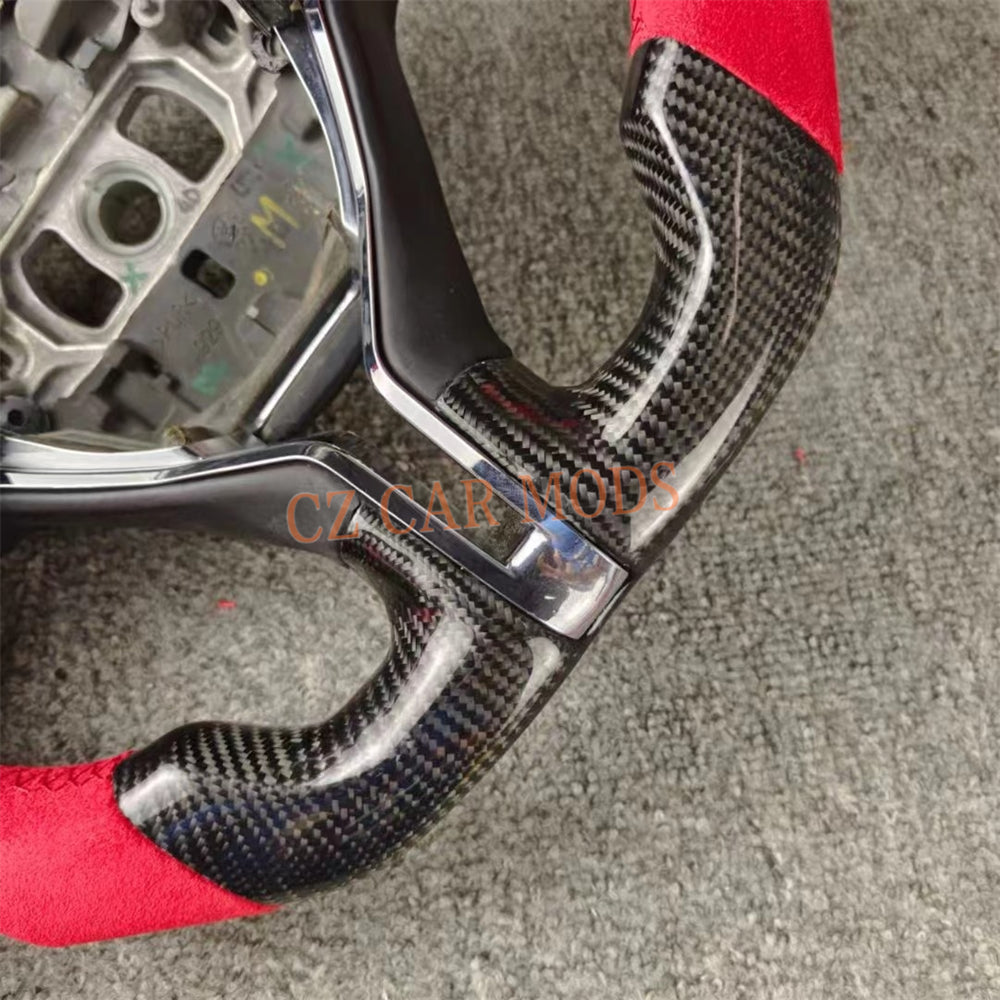 Custom Red Alcantara Carbon Fiber Original Steering Wheel Re-manufactured Auto Accessory For Maserati Ghibli Quattroporte Levante 2014 2015 2016 2017 2018 2019 2020 2021 2022 2023