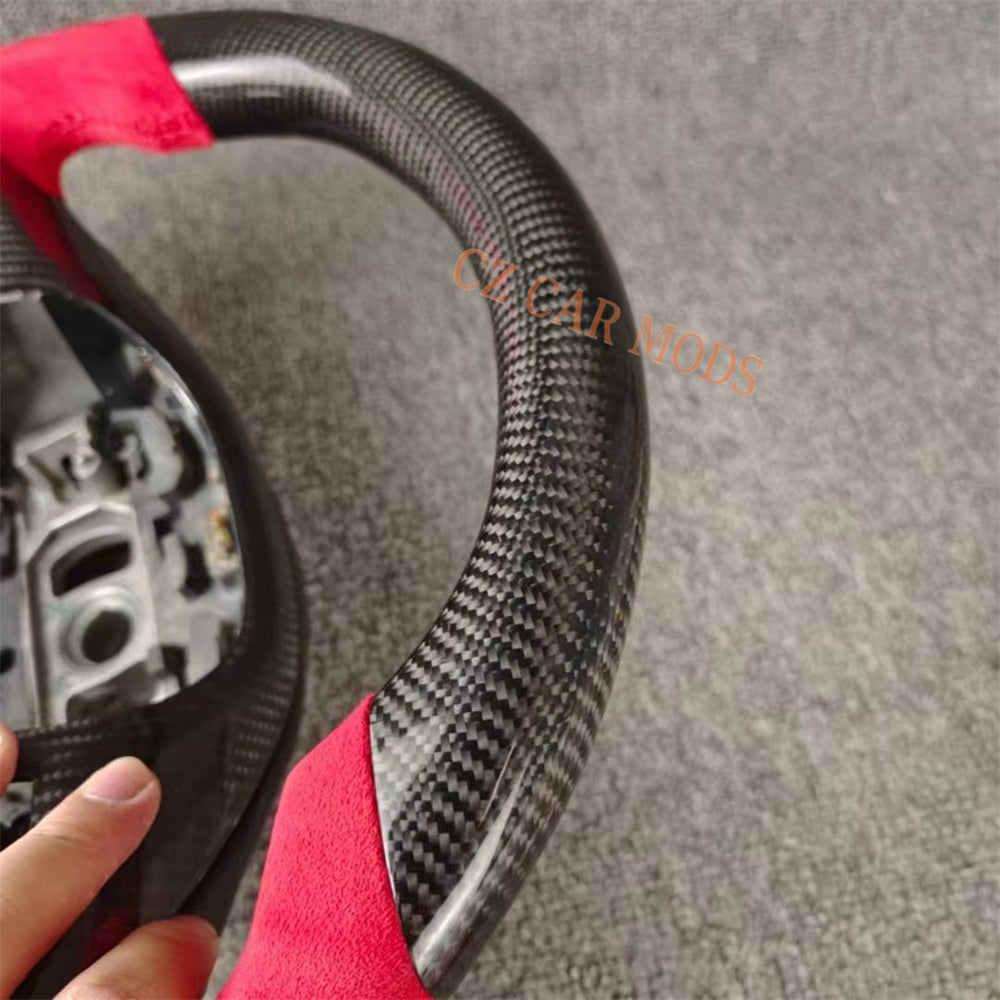 Custom Red Alcantara Carbon Fiber Original Steering Wheel Re-manufactured Auto Accessory For Maserati Ghibli Quattroporte Levante 2014 2015 2016 2017 2018 2019 2020 2021 2022 2023