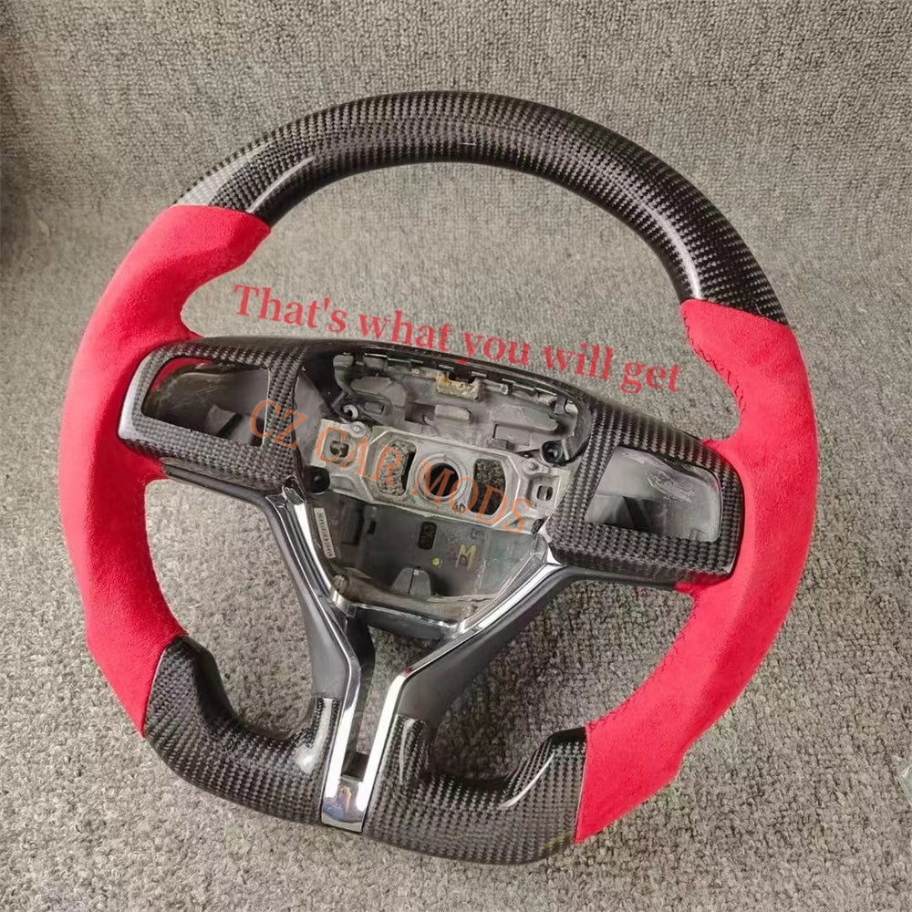 Custom Red Alcantara Carbon Fiber Original Steering Wheel Re-manufactured Auto Accessory For Maserati Ghibli Quattroporte Levante 2014 2015 2016 2017 2018 2019 2020 2021 2022 2023