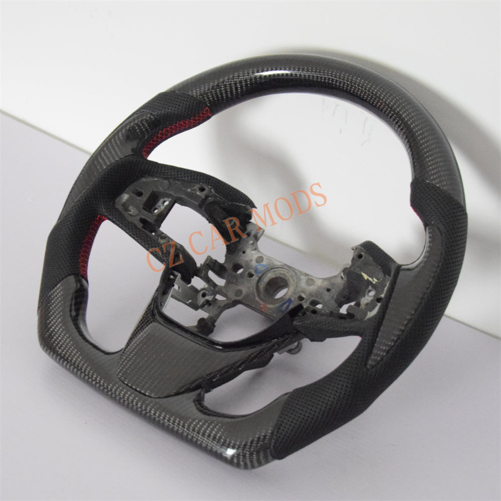 Customized Black Perforated Leather Carbon Fiber Steering Wheel Auto Accessory Remanufactured For Honda Civic 10th GEN 2016 2017 2018 2019 2020 2021