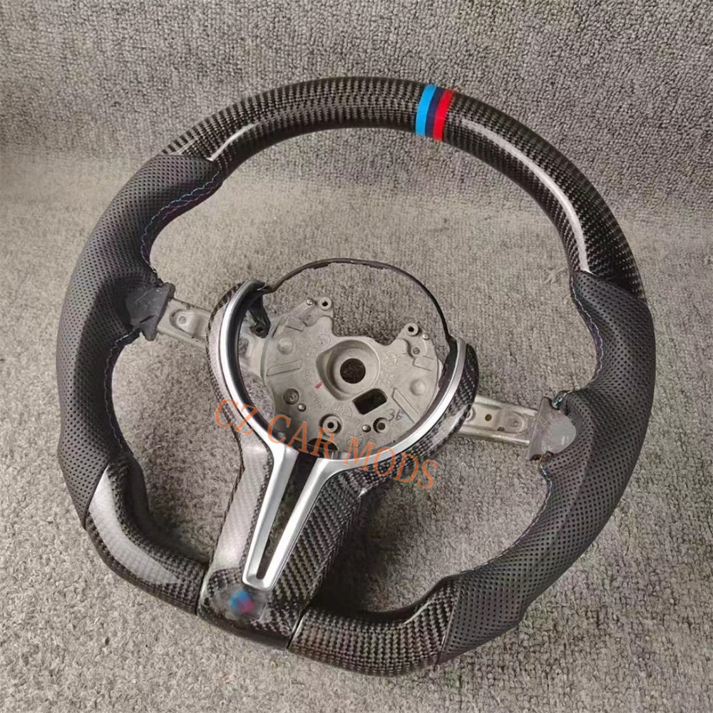 Customized Perforated Leather Carbon Fiber Steering Wheel Auto Accessory Re-manufactured For BMW M Sport M3 F30 F80 F82 2014 2015 2016 2017 2018 2019 2020