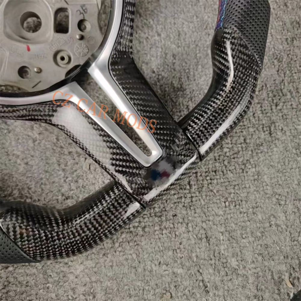 Customized Perforated Leather Carbon Fiber Steering Wheel Auto Accessory Re-manufactured For BMW M Sport M3 F30 F80 F82 2014 2015 2016 2017 2018 2019 2020