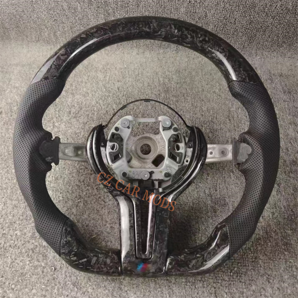 Customized Perforated Leather Forged Carbon Fiber Steering Wheel Auto Accessory Re-manufactured For BMW M Sport M3 F30 F80 F82 2014 2015 2016 2017 2018 2019 2020