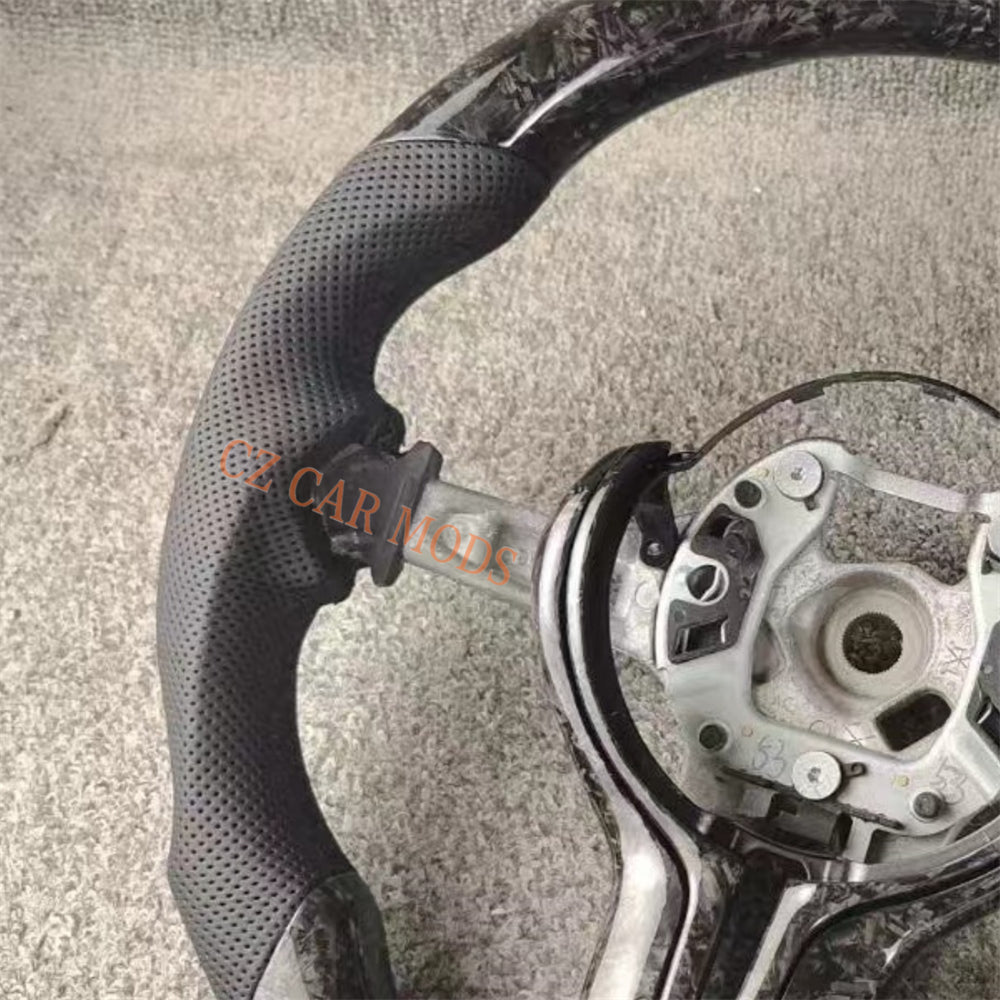 Customized Perforated Leather Forged Carbon Fiber Steering Wheel Auto Accessory Re-manufactured For BMW M Sport M3 F30 F80 F82 2014 2015 2016 2017 2018 2019 2020