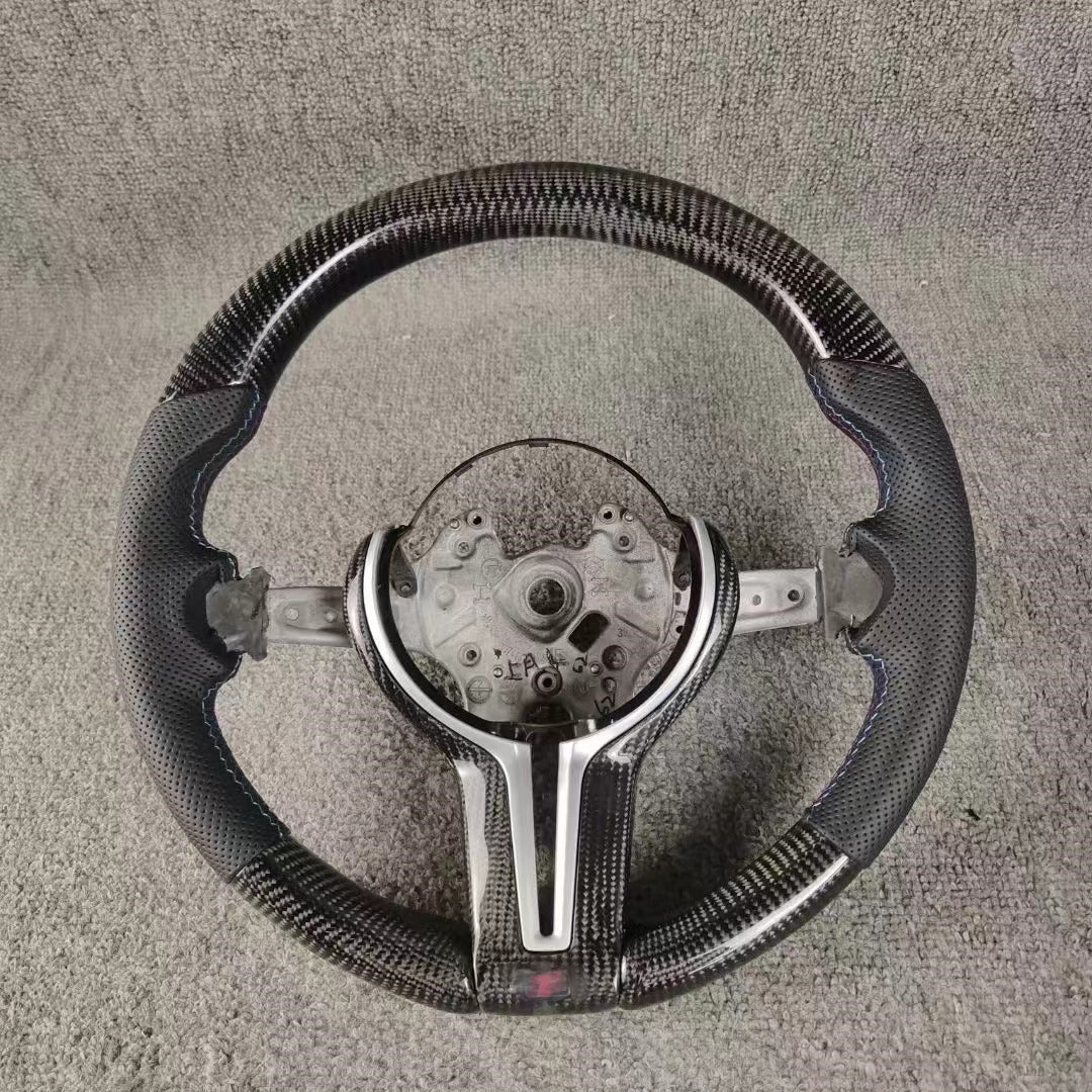 Custom Perforated Leather Carbon Fiber Steering Wheel Auto Accessory Re-manufactured For BMW M Sport M3 F30 F80 F82 2014 2015 2016 2017 2018 2019 2020