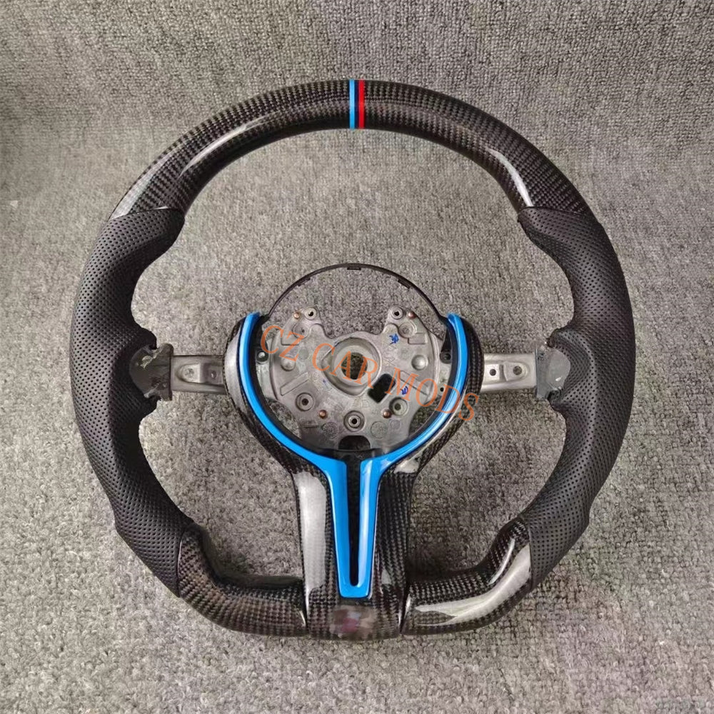 Custom Carbon Fiber Steering Wheel Perforated Leather For BMW M Sport M3 F30 F80 F82 2014 2015 2016 2017 2018 2019 2020 Auto Accessory Re-manufactured