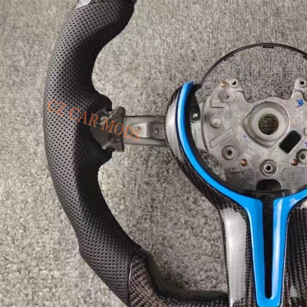 Custom Carbon Fiber Steering Wheel Perforated Leather For BMW M Sport M3 F30 F80 F82 2014 2015 2016 2017 2018 2019 2020 Auto Accessory Re-manufactured