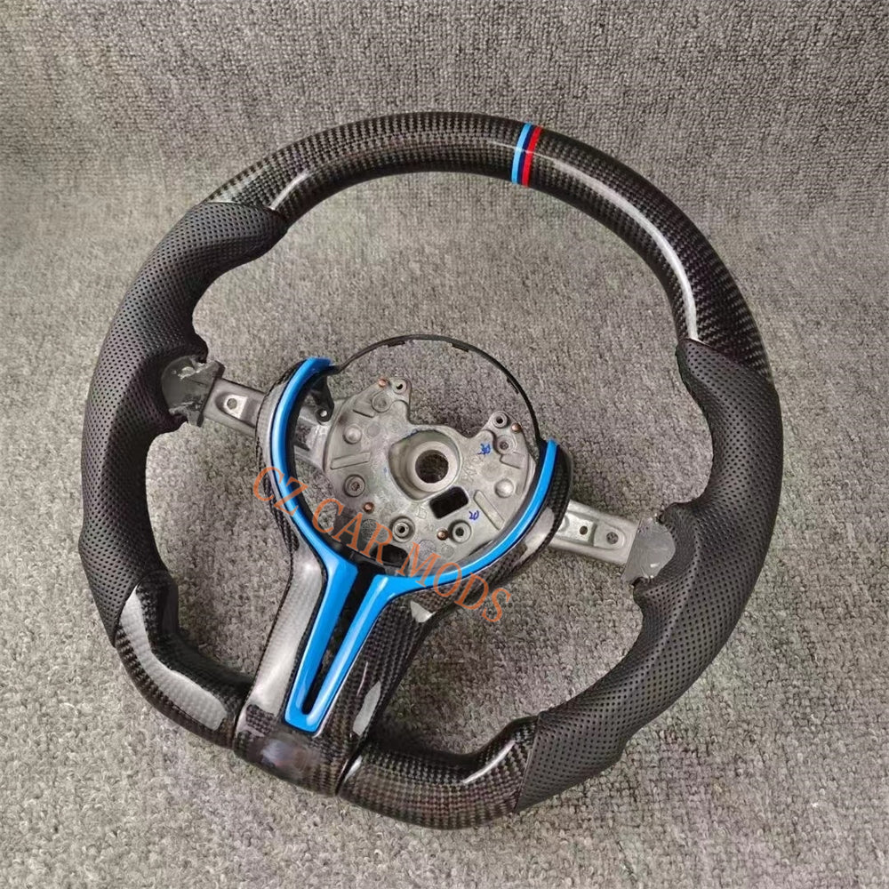 Custom Carbon Fiber Steering Wheel Perforated Leather For BMW M Sport M3 F30 F80 F82 2014 2015 2016 2017 2018 2019 2020 Auto Accessory Re-manufactured