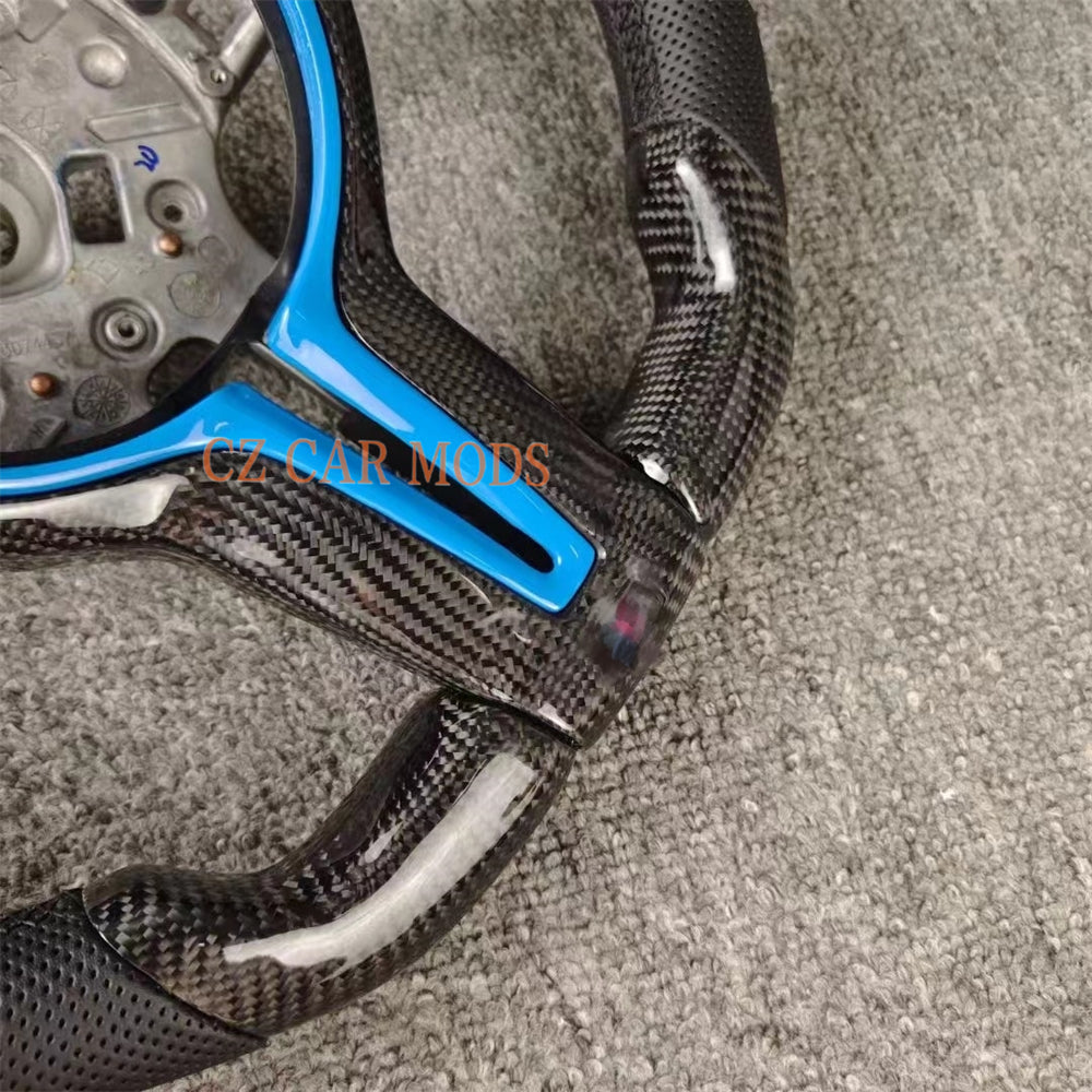 Custom Carbon Fiber Steering Wheel Perforated Leather For BMW M Sport M3 F30 F80 F82 2014 2015 2016 2017 2018 2019 2020 Auto Accessory Re-manufactured