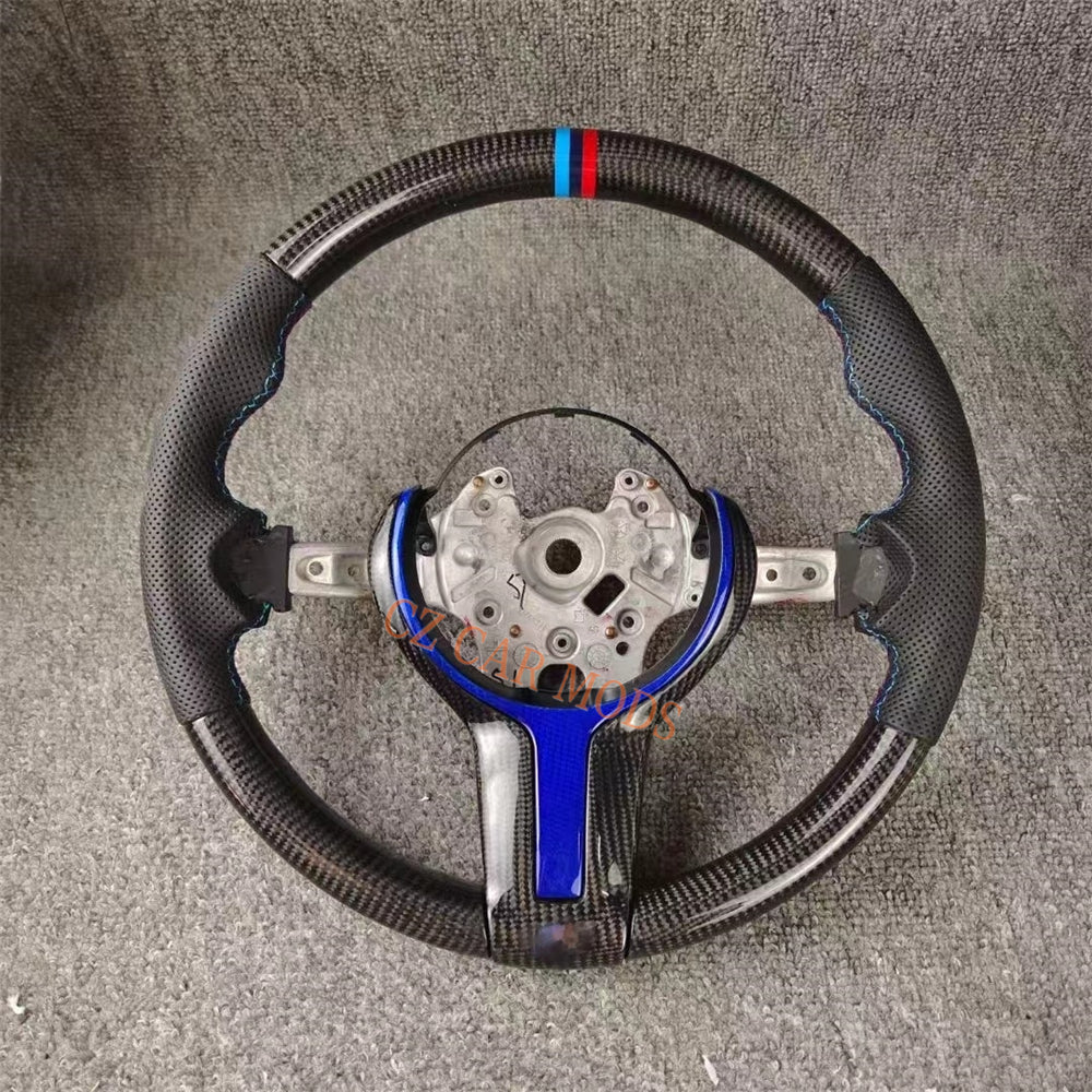 Customized Carbon Fiber Steering Wheel Perforated Leather For BMW M Sport M3 F30 F80 F82 2014 2015 2016 2017 2018 2019 2020 Auto Accessory Re-manufactured